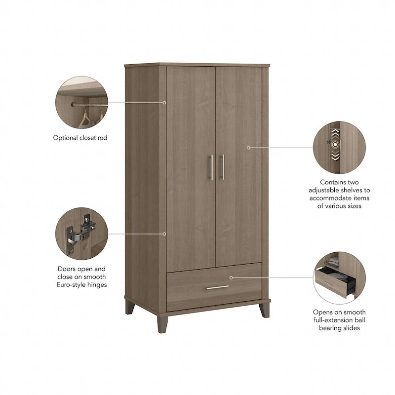 Hoher Flurschrank mit Türen und Schublade – 81B x 53T x 165H