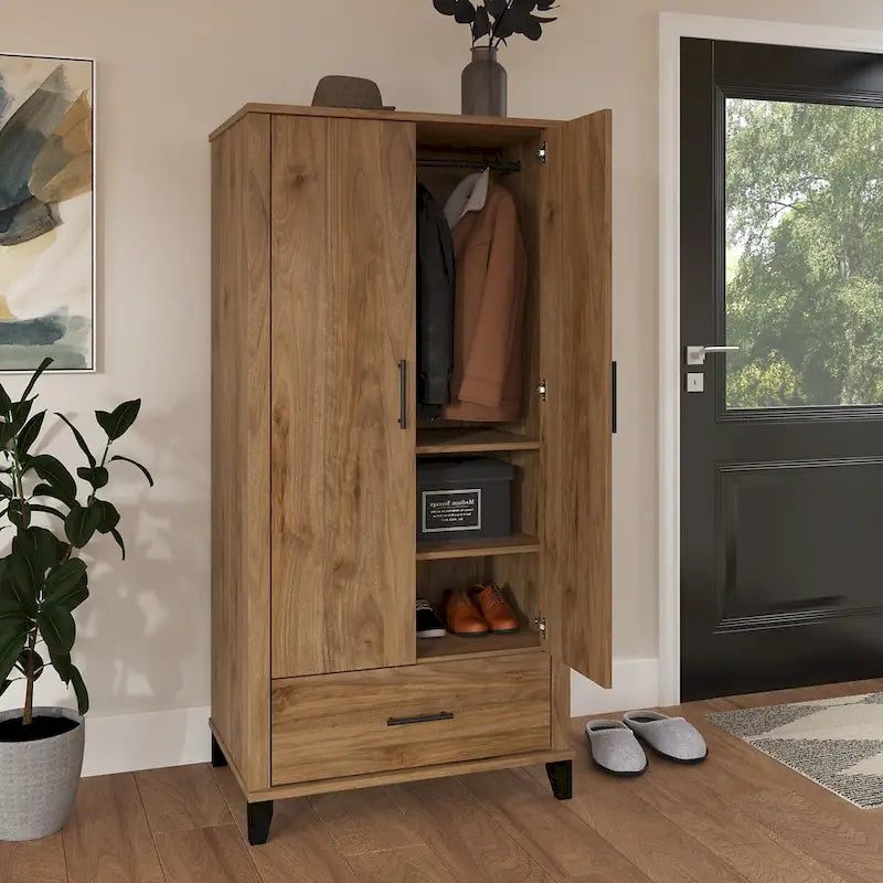 Hoher Flurschrank mit Türen und Schublade – 81B x 53T x 165H