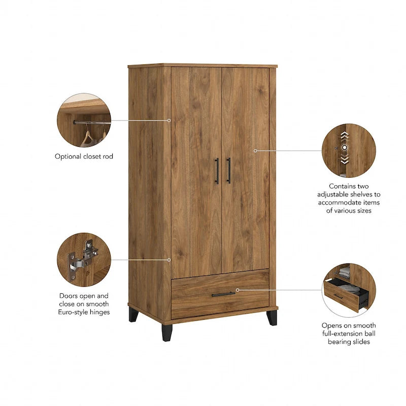Hoher Flurschrank mit Türen und Schublade – 81B x 53T x 165H