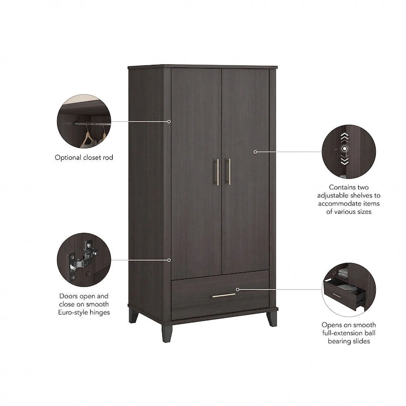 Hoher Flurschrank mit Türen und Schublade – 81B x 53T x 165H