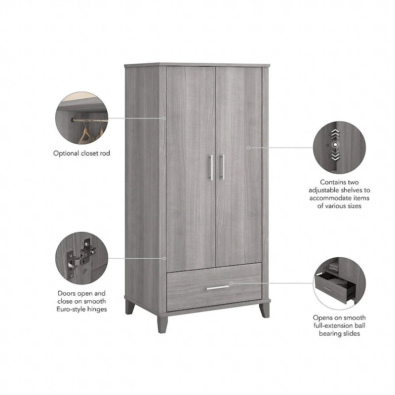 Hoher Flurschrank mit Türen und Schublade – 81B x 53T x 165H