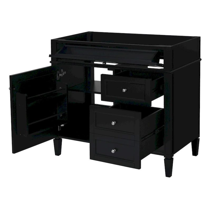 36-Zoll-Badezimmer-Waschtischunterschrank ohne Aufsatzwaschbecken, moderner Badezimmerschrank mit 2 Schubladen und einer Kippschublade, Massivholzrahmen