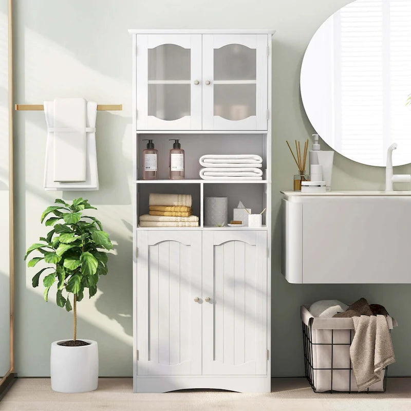 58,5 Zoll hoher Badschrank, freistehender Wäscheschrank
