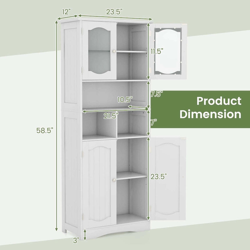 58,5 Zoll hoher Badschrank, freistehender Wäscheschrank