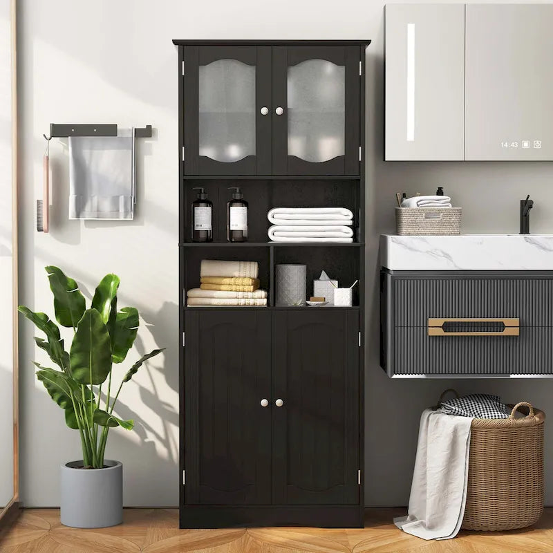 58,5 Zoll hoher Badschrank, freistehender Wäscheschrank