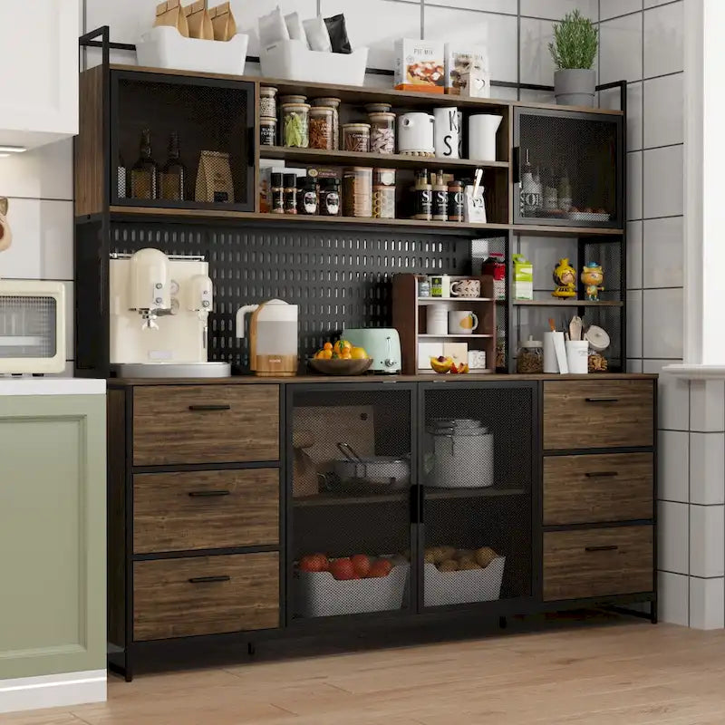 70.9W Küchenschrank mit Speisekammer, Schrank und Mikrowellenständer