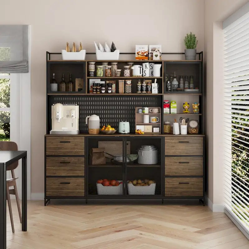 70.9W Küchenschrank mit Speisekammer, Schrank und Mikrowellenständer