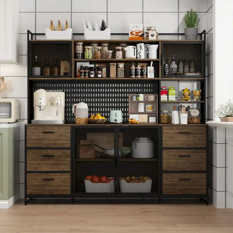 70.9W Küchenschrank mit Speisekammer, Schrank und Mikrowellenständer