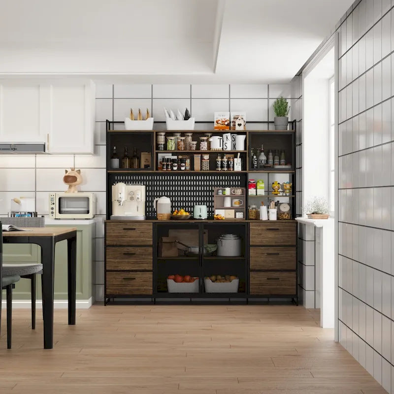 70.9W Küchenschrank mit Speisekammer, Schrank und Mikrowellenständer