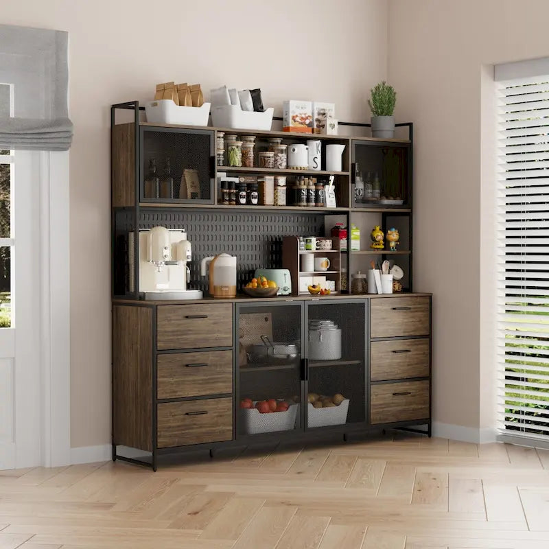 70.9W Küchenschrank mit Speisekammer, Schrank und Mikrowellenständer