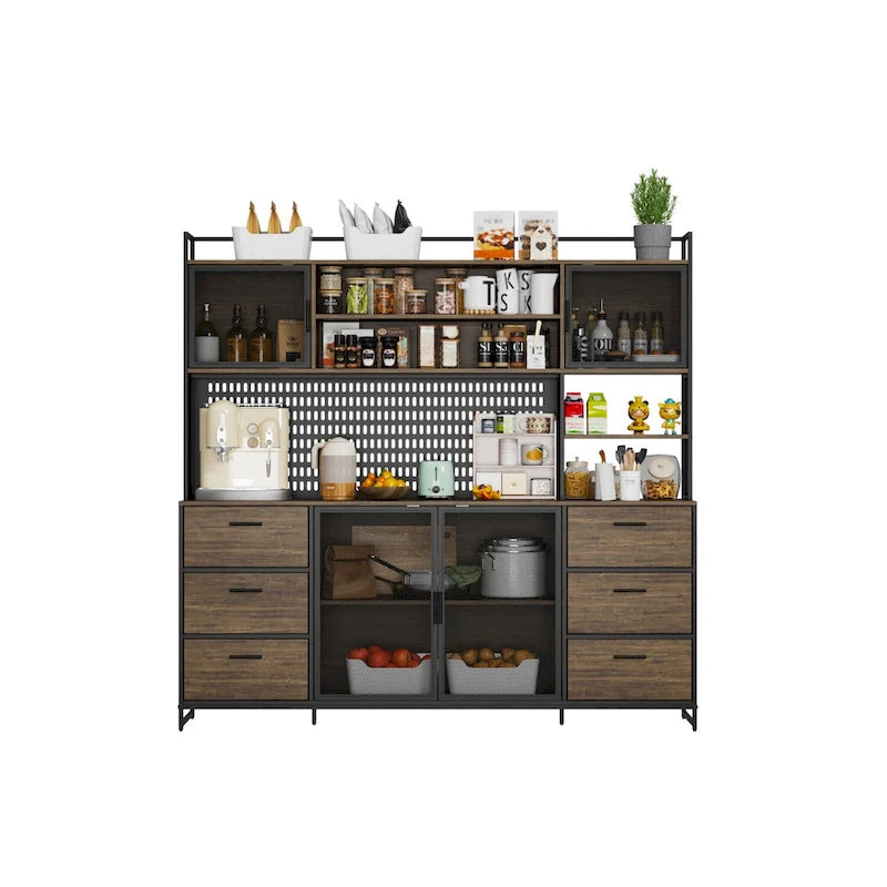 70.9W Küchenschrank mit Speisekammer, Schrank und Mikrowellenständer