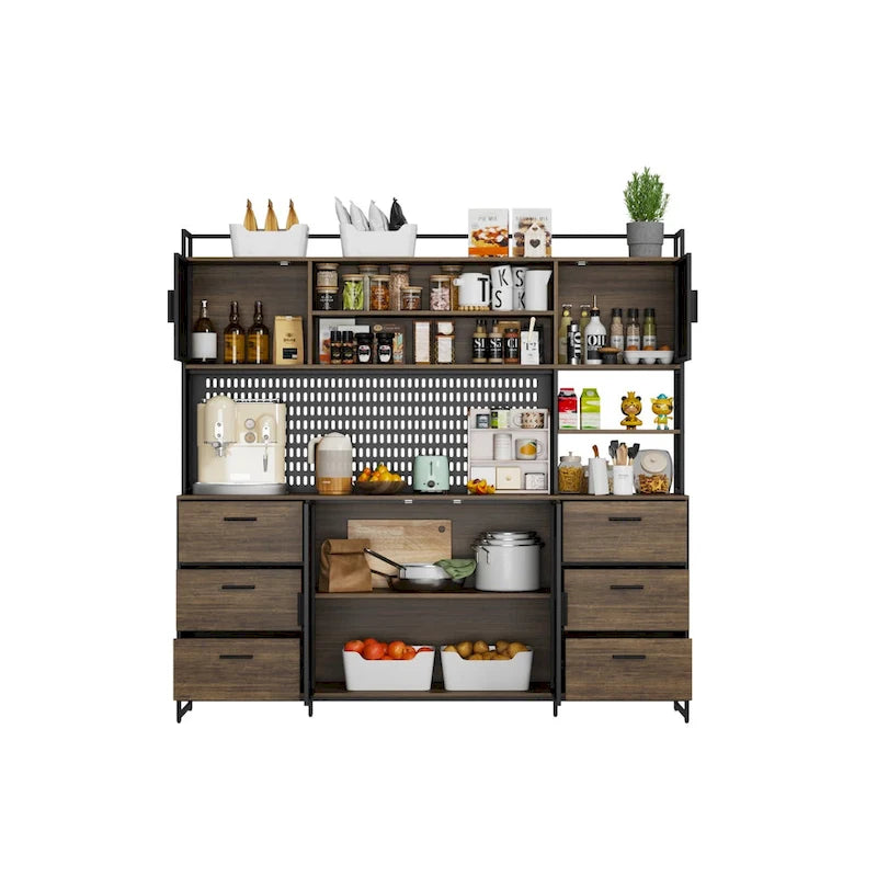 70.9W Küchenschrank mit Speisekammer, Schrank und Mikrowellenständer