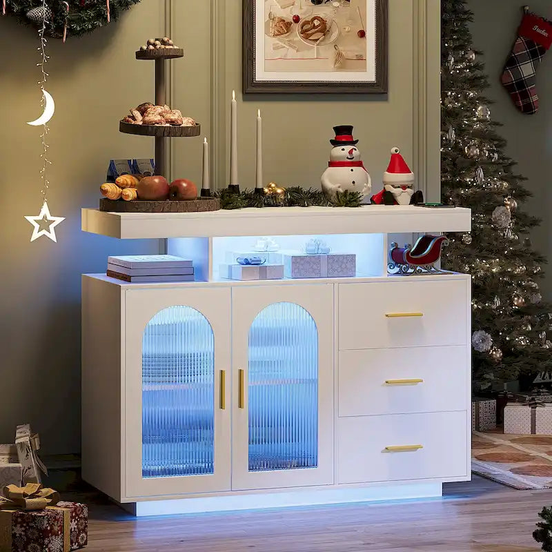 39Breites Sideboard mit LED-Beleuchtung - N/A
