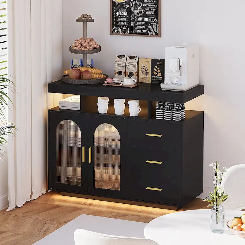 39Breites Sideboard mit LED-Beleuchtung - N/A