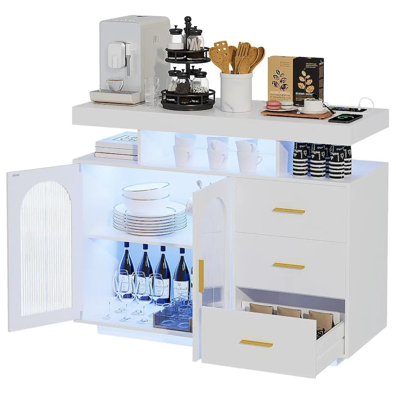 39Breites Sideboard mit LED-Beleuchtung - N/A