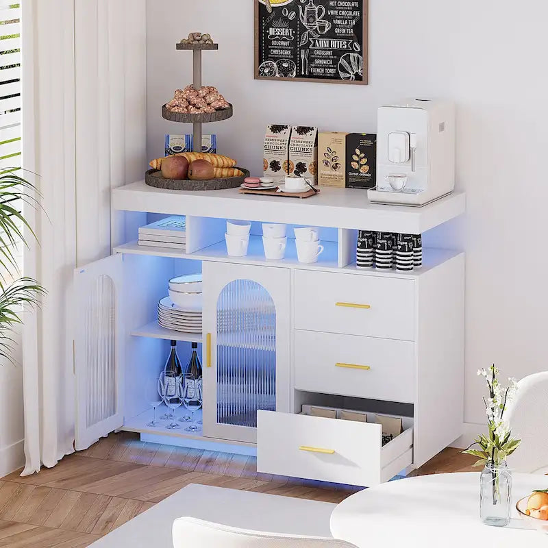 39Breites Sideboard mit LED-Beleuchtung - N/A
