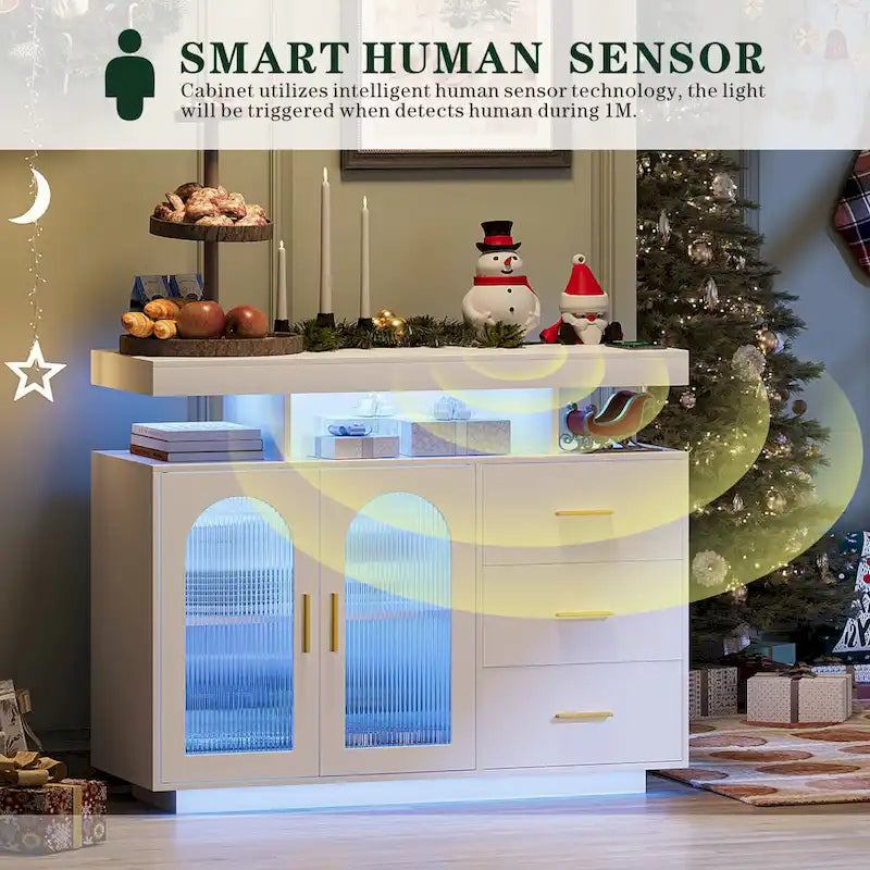 39Breites Sideboard mit LED-Beleuchtung - N/A