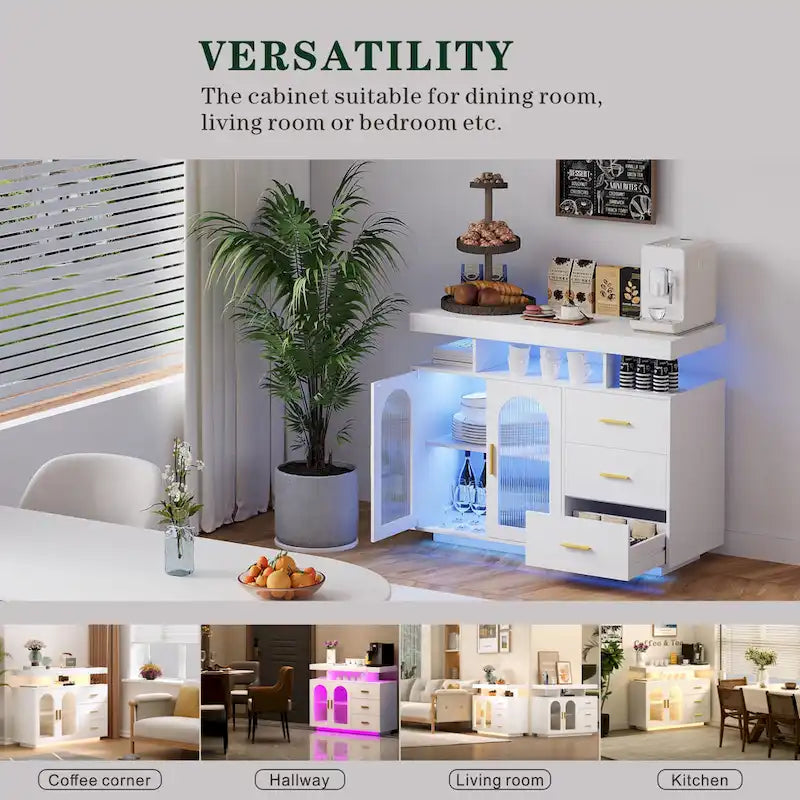 39Breites Sideboard mit LED-Beleuchtung - N/A
