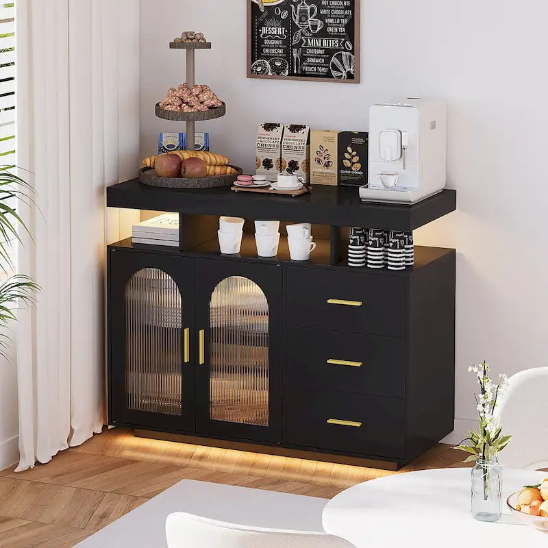 39Breites Sideboard mit LED-Beleuchtung - N/A
