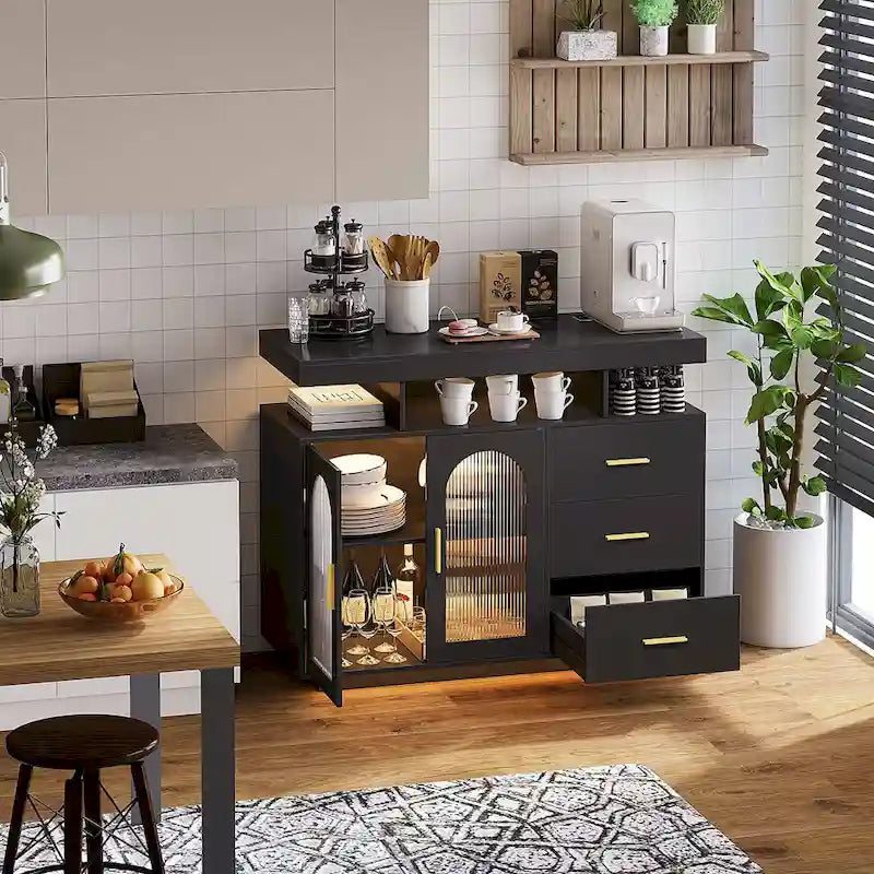 39Breites Sideboard mit LED-Beleuchtung - N/A