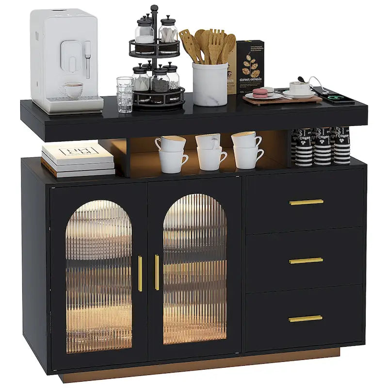 39Breites Sideboard mit LED-Beleuchtung - N/A