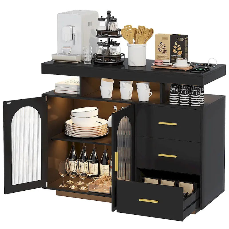 39Breites Sideboard mit LED-Beleuchtung - N/A