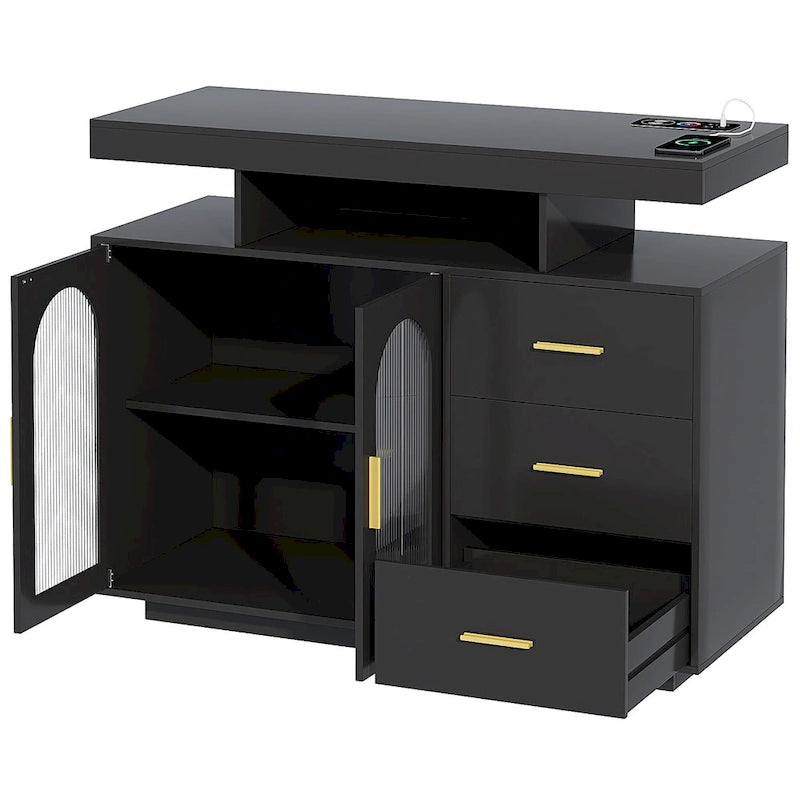 39Breites Sideboard mit LED-Beleuchtung - N/A
