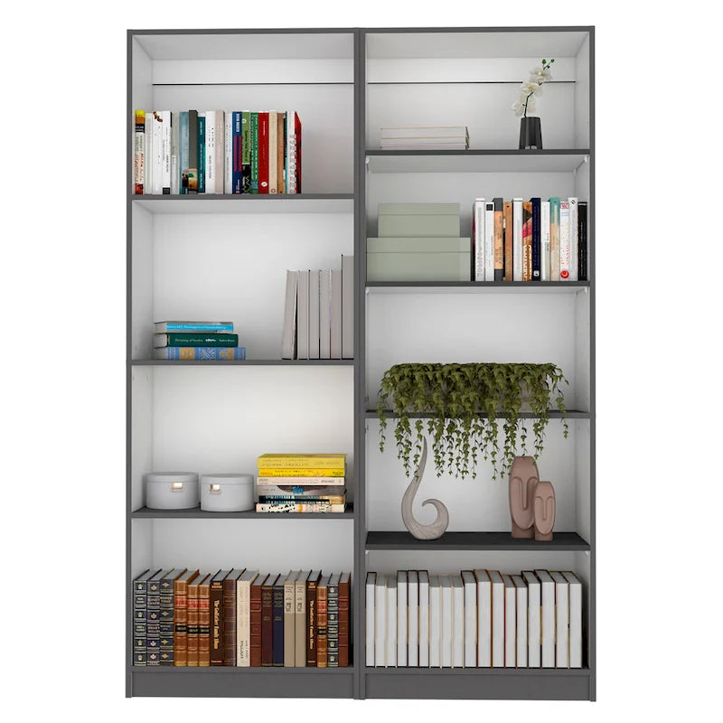 Hohes, breites Bücherregal mit 5 Ablagen, 2er-Set