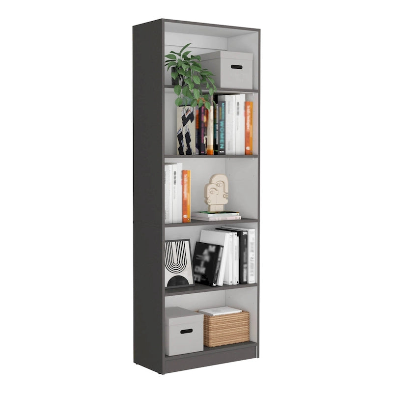 Hohes, breites Bücherregal mit 5 Ablagen, 2er-Set