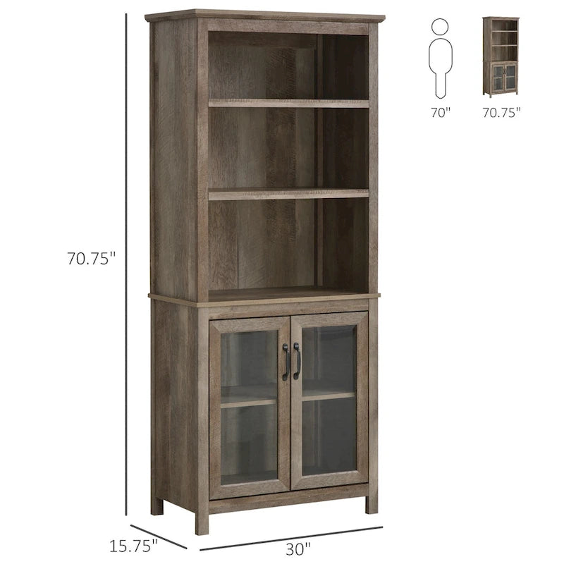 Multifunktionale Aufbewahrung Vitrine mit verstellbaren Einlegeböden – Natur