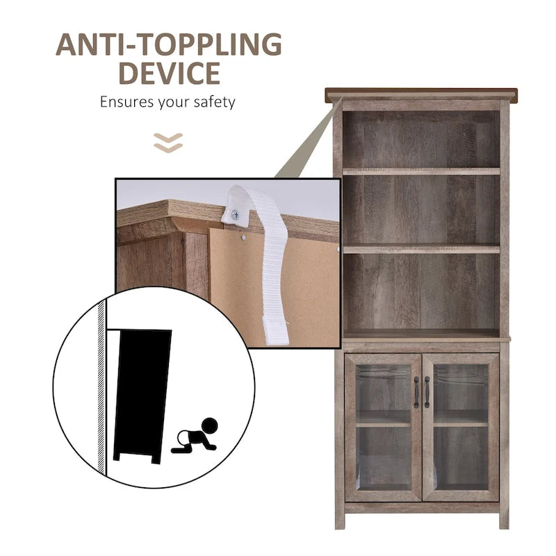 Multifunktionale Aufbewahrung Vitrine mit verstellbaren Einlegeböden – Natur