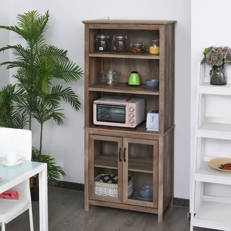 Multifunktionale Aufbewahrung Vitrine mit verstellbaren Einlegeböden – Natur