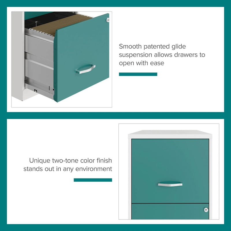 18-Zoll 2-Schubladen Aktenschrank aus Metall - Alpine White