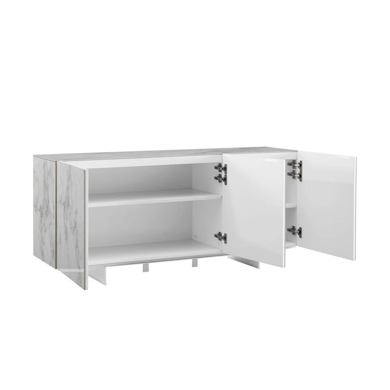 Buffetwärmer aus weißer Keramikmarmorierung – 59B x 16,7T x 28H