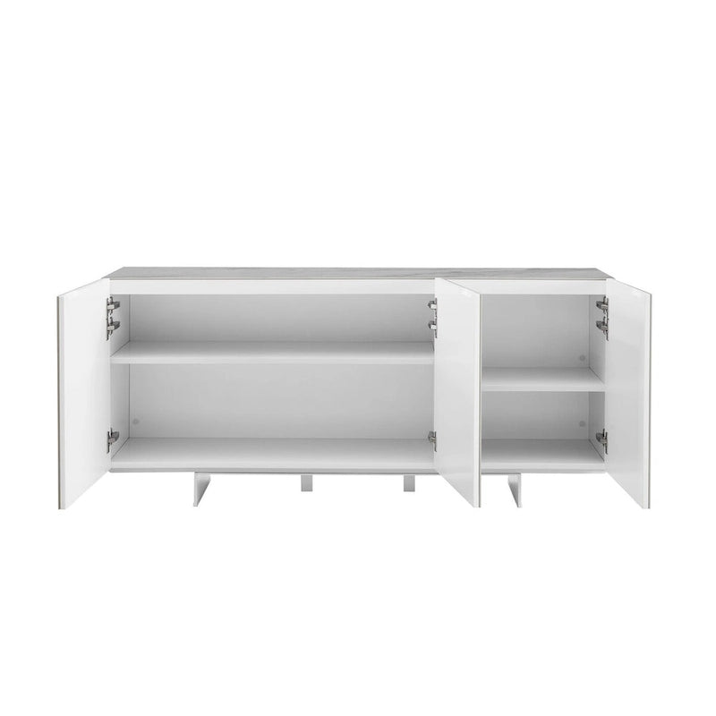 Buffetwärmer aus weißer Keramikmarmorierung – 59B x 16,7T x 28H