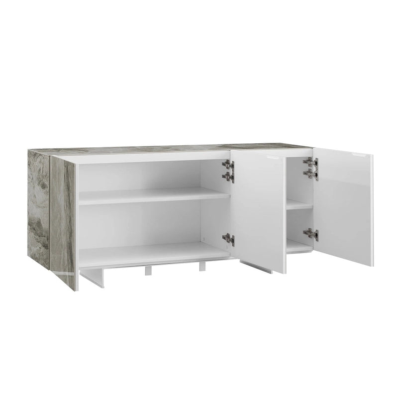 Buffetwärmer aus weißer Keramikmarmorierung – 59B x 16,7T x 28H
