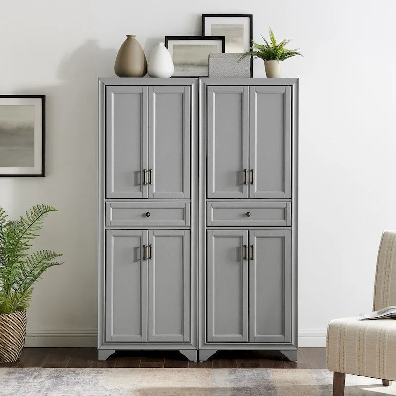 2-teiliges Vorratsschrank-Set mit verstellbaren Einlegeböden – 47,5B x 15T x 67,75H
