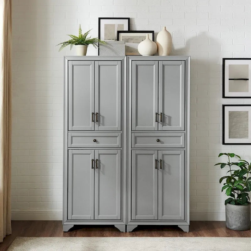 2-teiliges Vorratsschrank-Set mit verstellbaren Einlegeböden – 47,5B x 15T x 67,75H