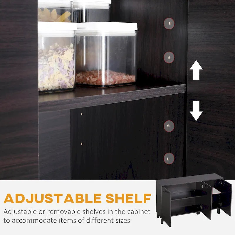 Küchenanrichte Buffetschrank mit verstellbarem Regal – Dunkle Walnuss