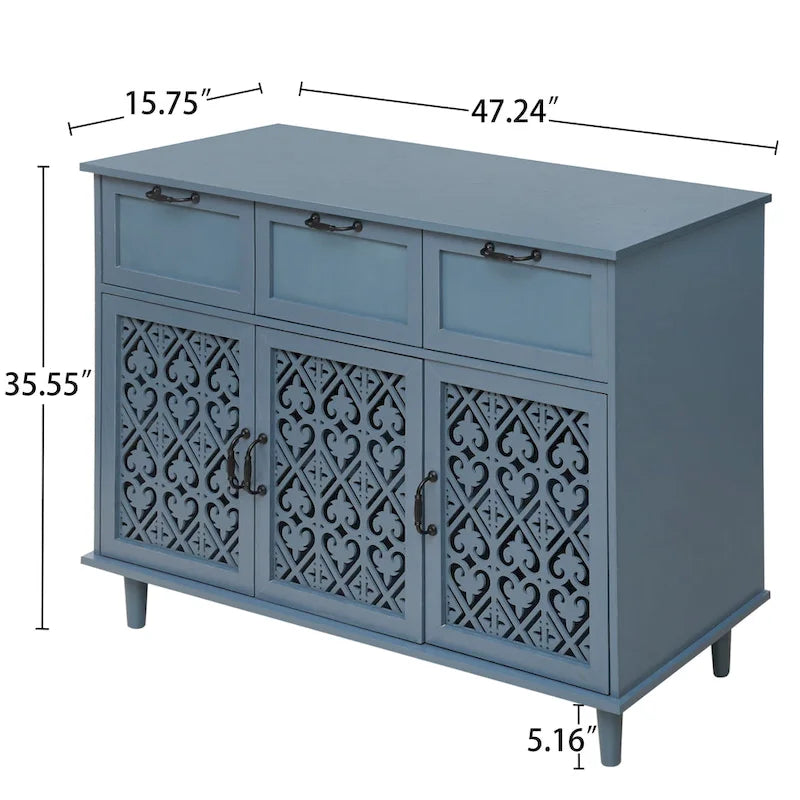 3-türiger 3-Schubladen-Schrank für das Wohnzimmer