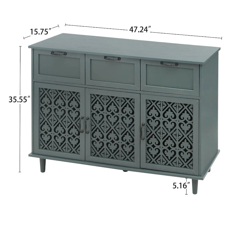3-türiger 3-Schubladen-Schrank für das Wohnzimmer