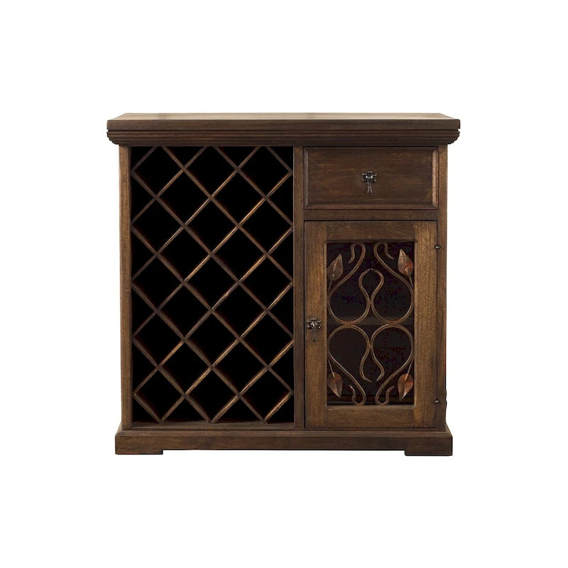 Handgefertigter Weinschrank aus massivem recyceltem Scheunenholz und geschmiedeten Eisenbeschlägen für den Innenbereich, 101,6 cm Höhe – N/Z