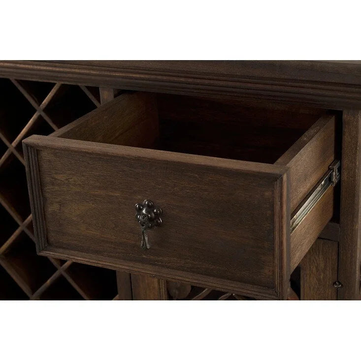 Handgefertigter Weinschrank aus massivem recyceltem Scheunenholz und geschmiedeten Eisenbeschlägen für den Innenbereich, 101,6 cm Höhe – N/Z