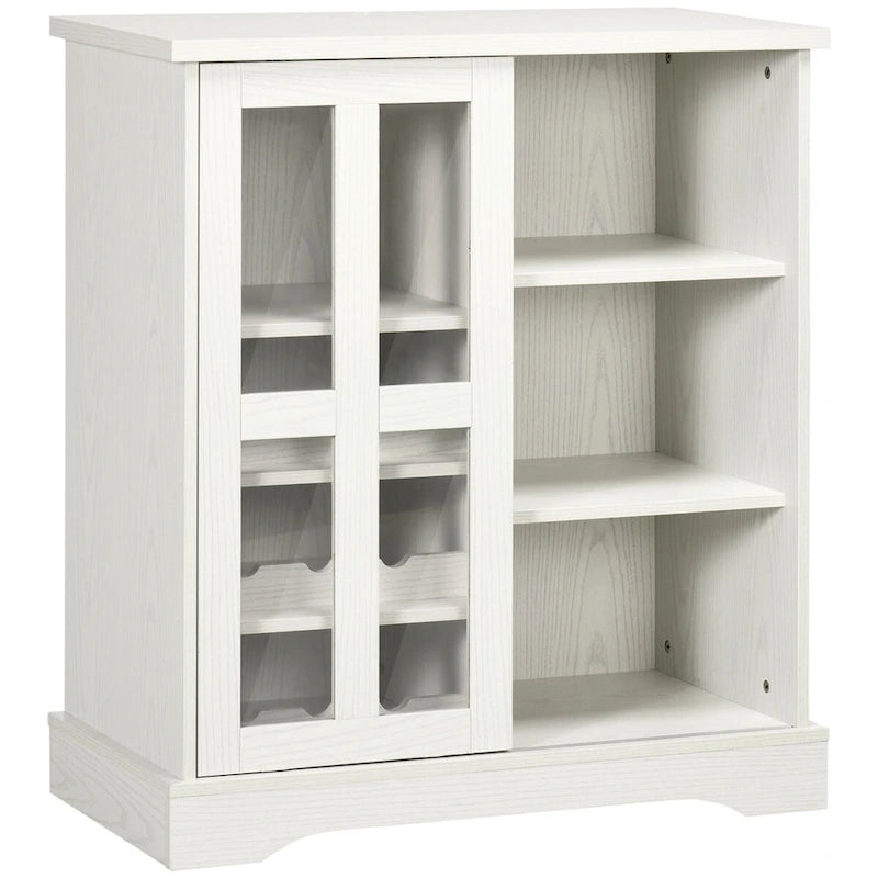 Modernes Sideboard mit Weinregalen und Glasschiebetür - Grau