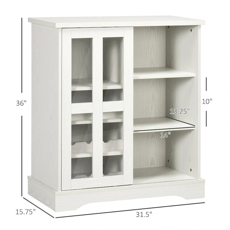 Modernes Sideboard mit Weinregalen und Glasschiebetür - Grau