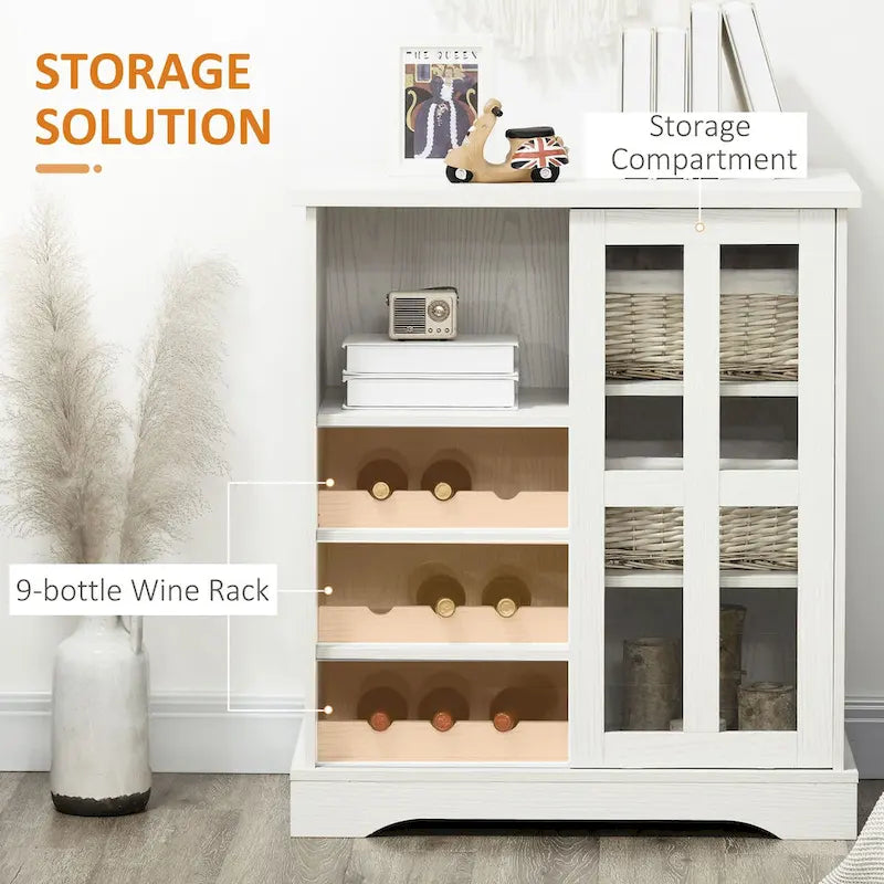 Modernes Sideboard mit Weinregalen und Glasschiebetür - Grau