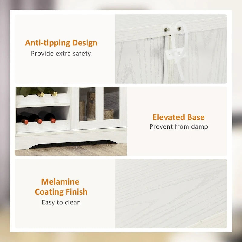Modernes Sideboard mit Weinregalen und Glasschiebetür - Grau