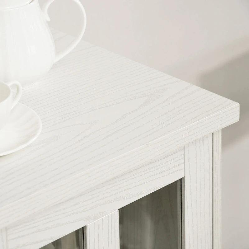 Modernes Sideboard mit Weinregalen und Glasschiebetür - Grau