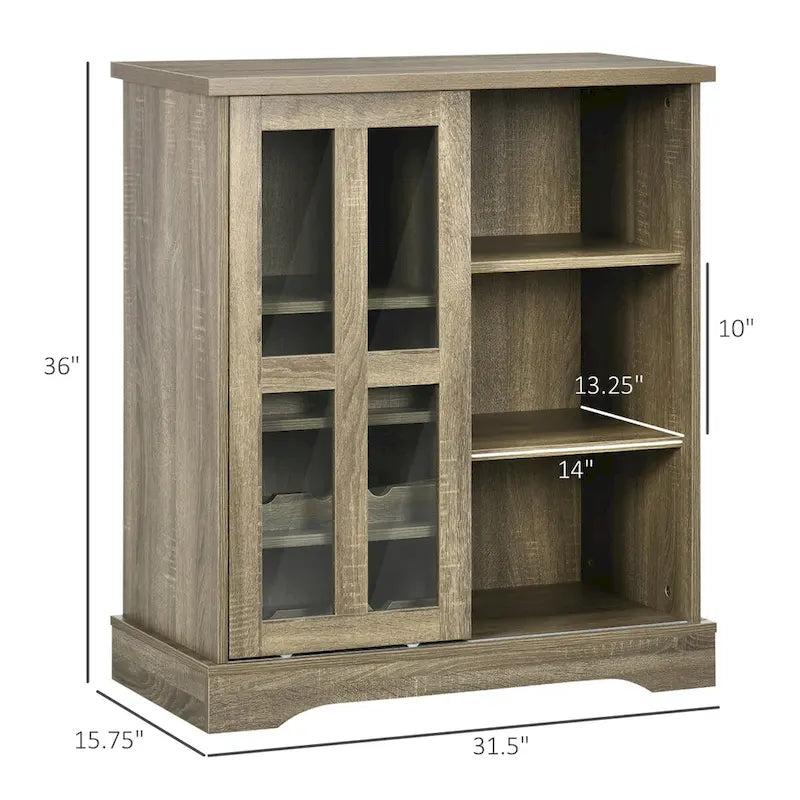 Modernes Sideboard mit Weinregalen und Glasschiebetür - Grau
