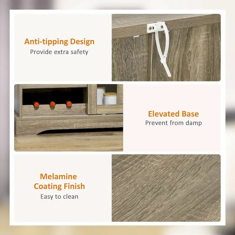 Modernes Sideboard mit Weinregalen und Glasschiebetür - Grau